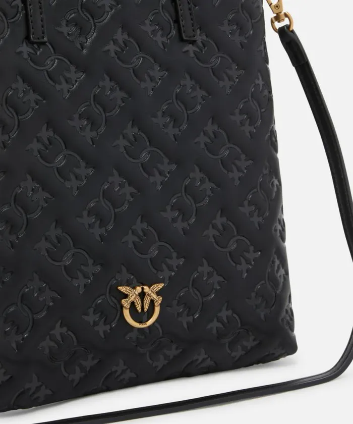 Women Crossbody Bags Pinko Mini Shopper Bag With Monogram Logo Blackantique Gold Women Crossbody Bags Pinko Mini Shopper Bag With Monogram Logo Blackantique Gold