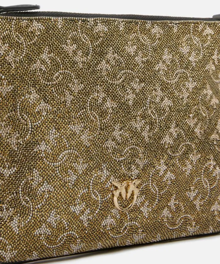 Women Crossbody Bags Pinko Rhinestoned Monogram Clutch With Shoulder Strap Bronzegoldgold Women Crossbody Bags Pinko Rhinestoned Monogram Clutch With Shoulder Strap Bronzegoldgold