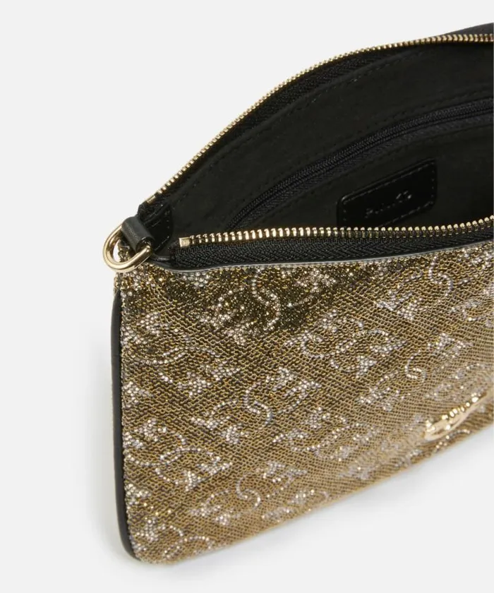 Women Crossbody Bags Pinko Rhinestoned Monogram Clutch With Shoulder Strap Bronzegoldgold Women Crossbody Bags Pinko Rhinestoned Monogram Clutch With Shoulder Strap Bronzegoldgold