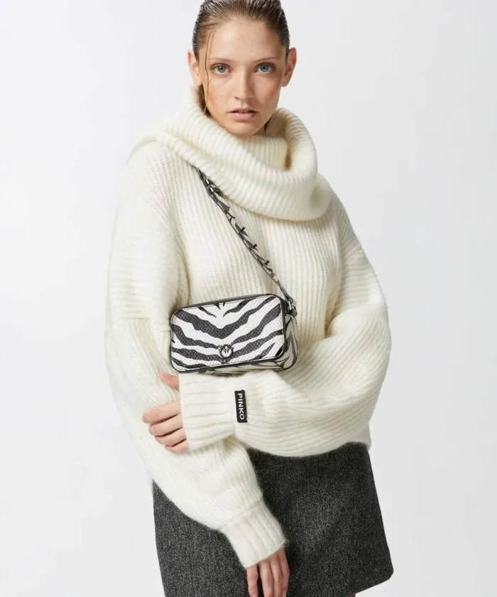 Women Crossbody Bags Pinko Zebrapatterned Crossbody Bag Whiteblackcolourblock Women Crossbody Bags Pinko Zebrapatterned Crossbody Bag Whiteblackcolourblock