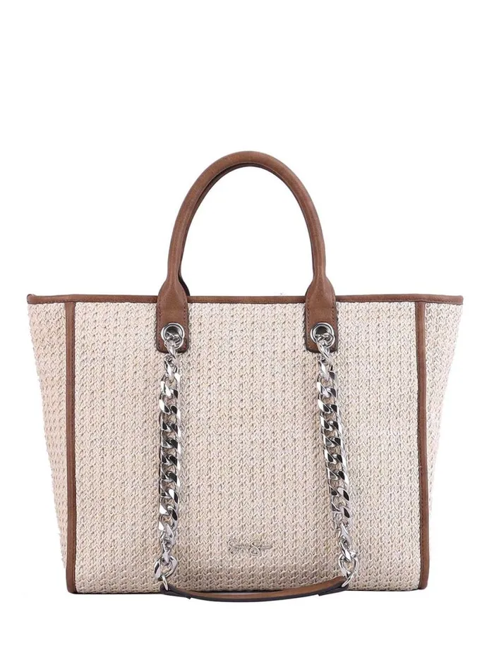 Women Crossbody Jessica Simpson Dani Tote In Almond Brown Glitter