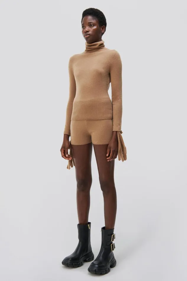Women Dita Gloved Turtleneck Camel Melange Jonathan Simkhai Knitwear