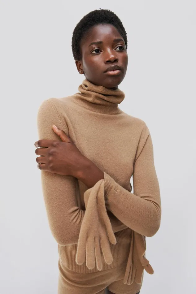 Women Dita Gloved Turtleneck Camel Melange Jonathan Simkhai Knitwear