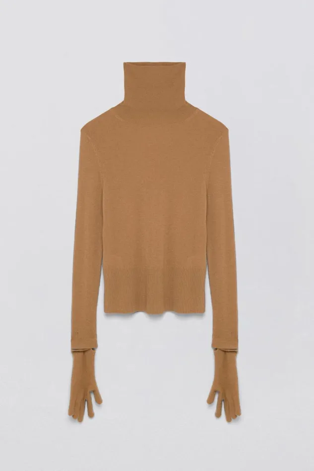 Women Dita Gloved Turtleneck Camel Melange Jonathan Simkhai Knitwear