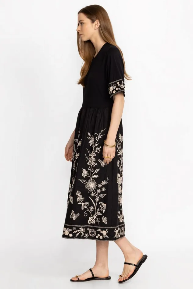 Women DOMINGO LINEN KNIT MIX DRESS Black Johnny Was Dresses Women DOMINGO LINEN KNIT MIX DRESS Black Johnny Was Dresses