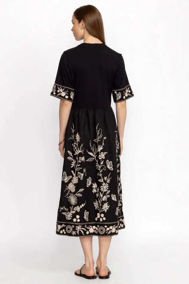 Women DOMINGO LINEN KNIT MIX DRESS Black Johnny Was Dresses Women DOMINGO LINEN KNIT MIX DRESS Black Johnny Was Dresses
