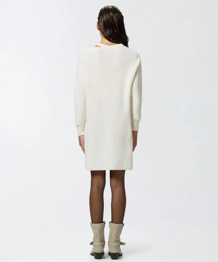 Women Dresses Pinko Knit Mini Dress With Lace Pure White Women Dresses Pinko Knit Mini Dress With Lace Pure White