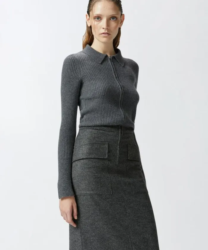Women Dresses Pinko Sweater And Skirt Twopiece Effect Dress Blackgrey