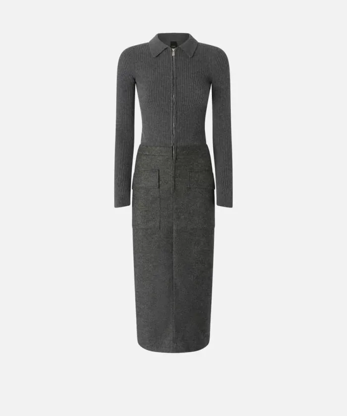 Women Dresses Pinko Sweater And Skirt Twopiece Effect Dress Blackgrey