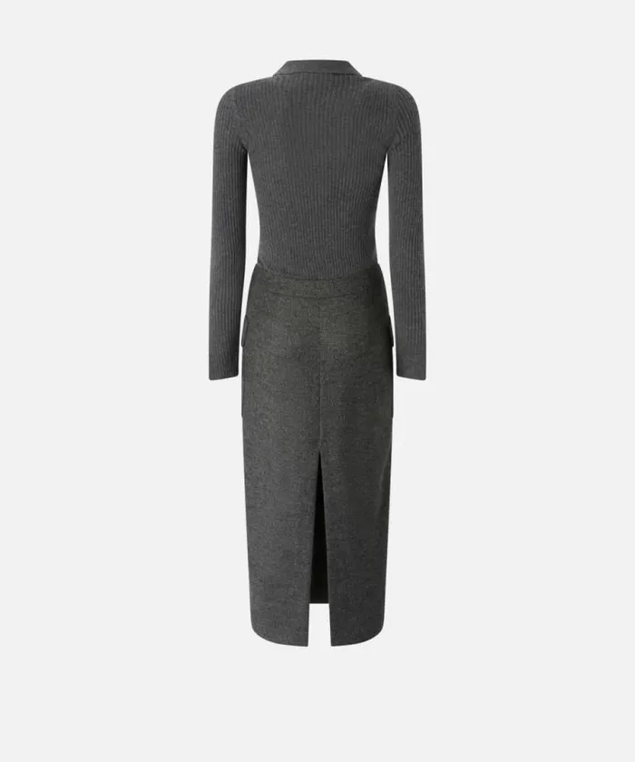 Women Dresses Pinko Sweater And Skirt Twopiece Effect Dress Blackgrey