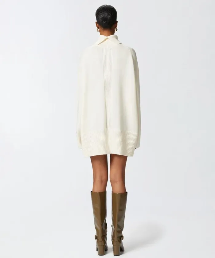 Women Dresses Pinko Wool Mini Dress With High Neck Meringue White
