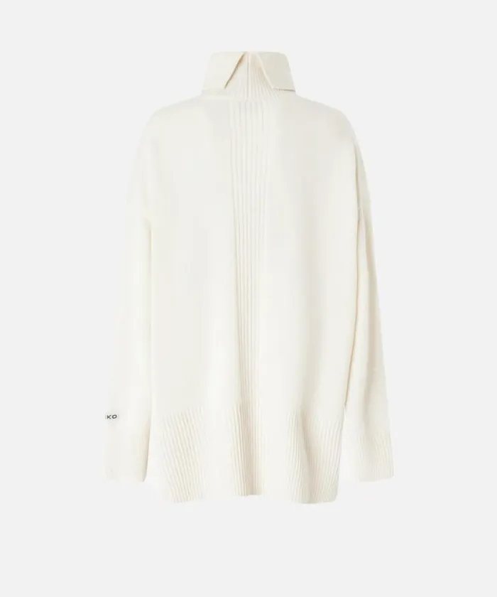 Women Dresses Pinko Wool Mini Dress With High Neck Meringue White