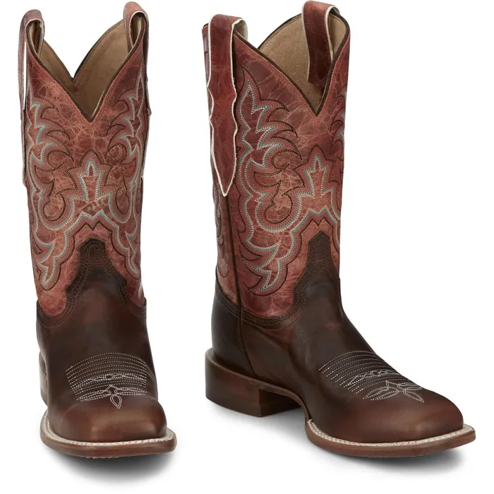 WOMEN Dusty 11034 PullOn Western Boot Brown Justin Boots Western