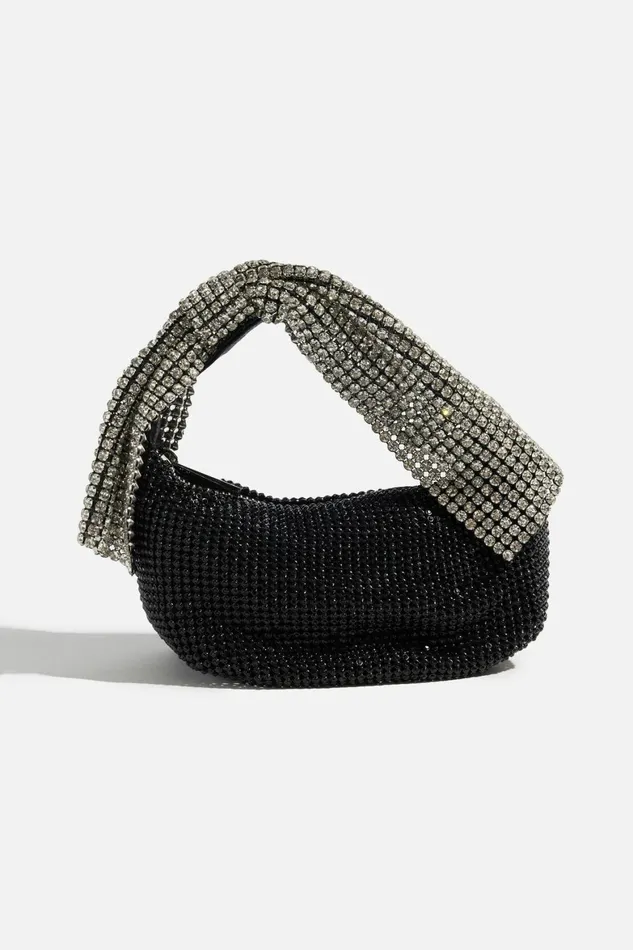 Women Dynamite Bags Gem Bow Handle Bag BLACK