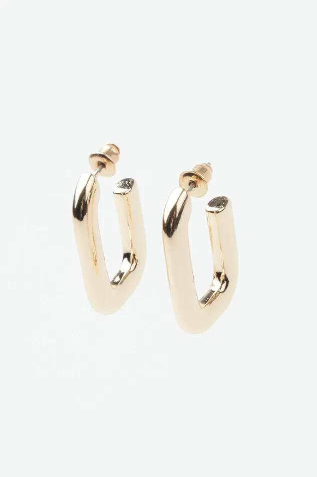 Women Dynamite Earrings Oval Open Square Hoop Earrings YELLOW