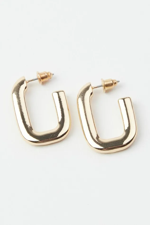 Women Dynamite Earrings Oval Open Square Hoop Earrings YELLOW