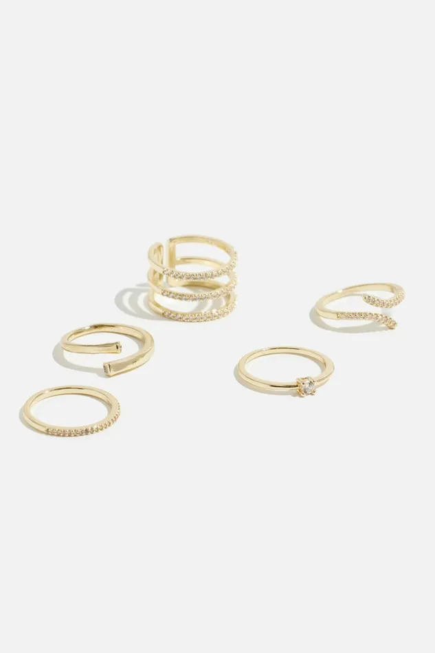 Women Dynamite Rings 5Pack Linear Pav Rings White