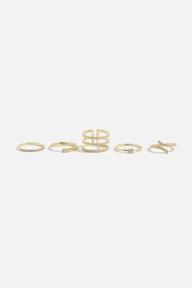Women Dynamite Rings 5Pack Linear Pav Rings White