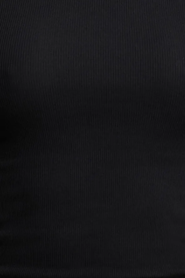 Women Dynamite Tops Tedi Ribbed Long Sleeve T Shirt Black