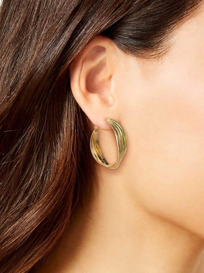 Women Earrings Jessica Simpson Twisted Layered Hoop Earrings In Gold