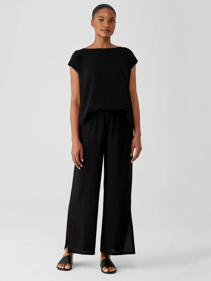 Women Eileen Fisher Pants Shorts and Jumpsuits Silk Georgette Crepe Pant With Slits Black Women Eileen Fisher Pants Shorts and Jumpsuits Silk Georgette Crepe Pant With Slits Black