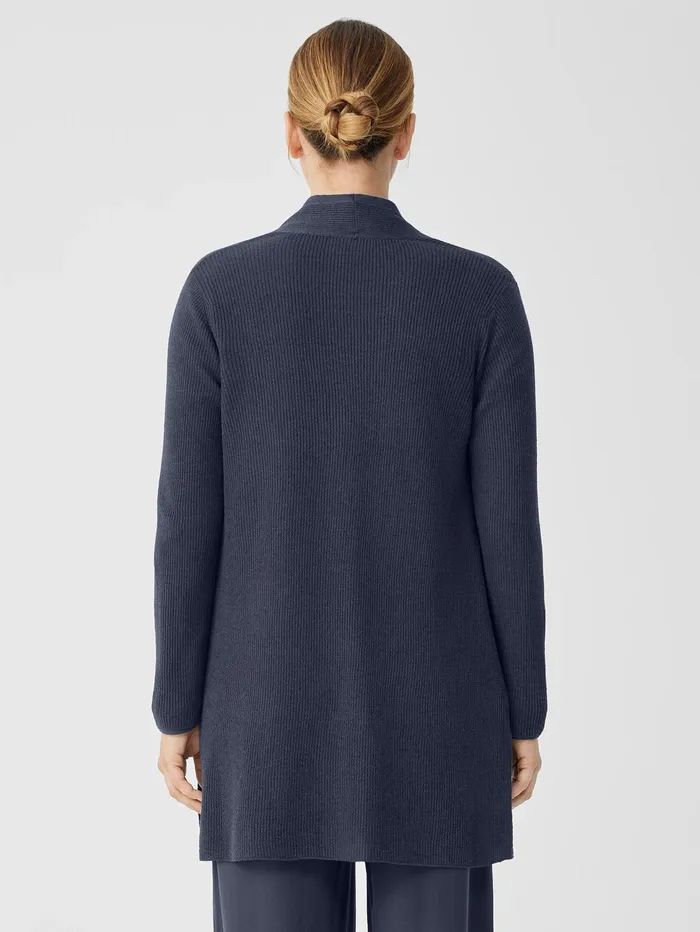 Women Eileen Fisher Sweaters and Cardigans Organic Linen Cotton Airy Tuck Long Cardigan Ocean
