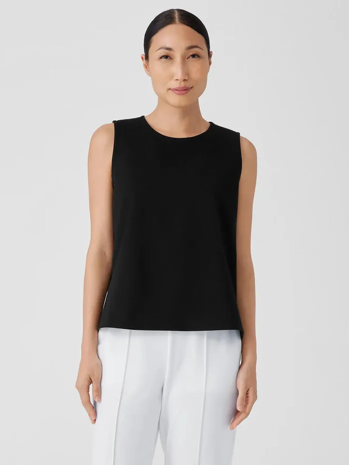 Women Eileen Fisher Tanks and Camis Washable Flex Ponte Round Neck Tank Black