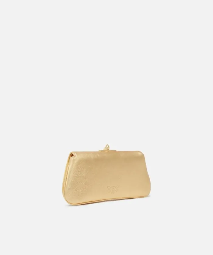 Women Evening Bags Pinko Laminated Clutch With Golden Bracelet Goldgold Women Evening Bags Pinko Laminated Clutch With Golden Bracelet Goldgold