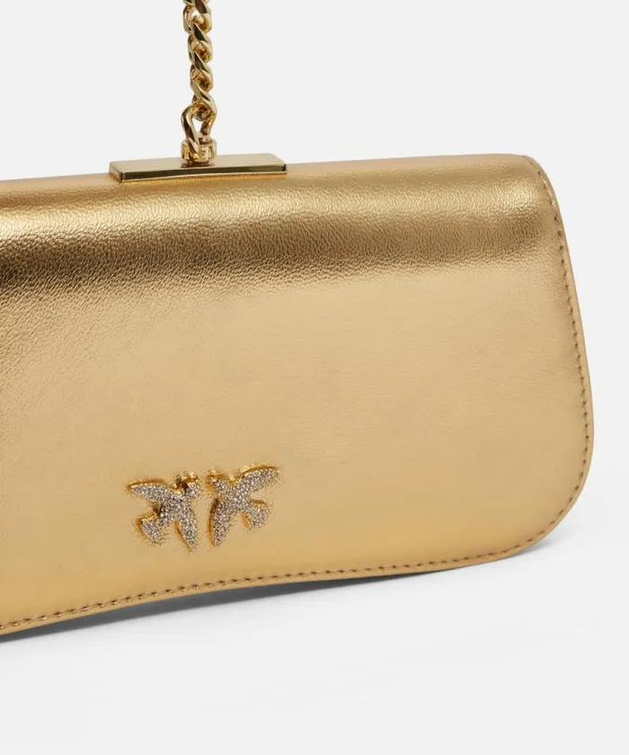 Women Evening Bags Pinko Laminated Clutch With Golden Bracelet Goldgold Women Evening Bags Pinko Laminated Clutch With Golden Bracelet Goldgold