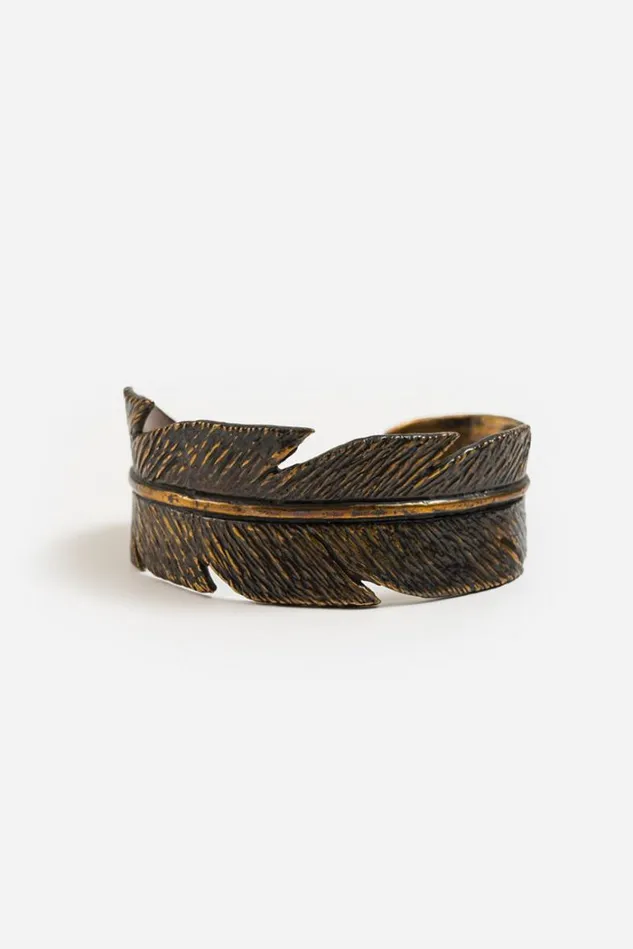 Women Feather Cuff Bracelet Brass Johnny Was Jewelry