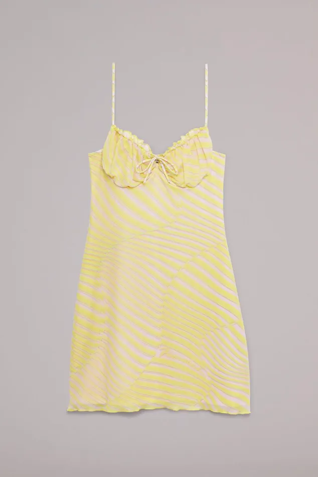 Women Fiorucci Dresses Wave Print Balconette Mini Dress Yellow Women Fiorucci Dresses Wave Print Balconette Mini Dress Yellow