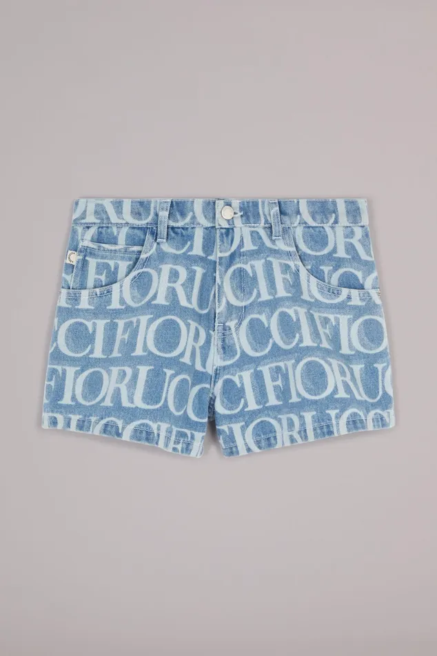 Women Fiorucci Jeans and Denim Laser Monogram Denim Shorts Blue Women Fiorucci Jeans and Denim Laser Monogram Denim Shorts Blue