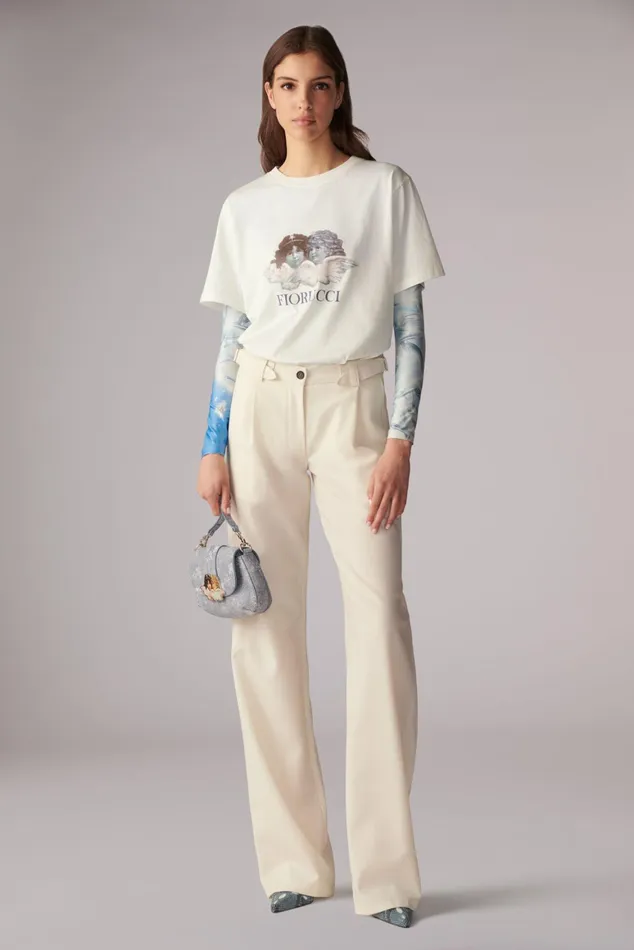 Women Fiorucci TShirts and Tops Enlarged Angels TShirt White