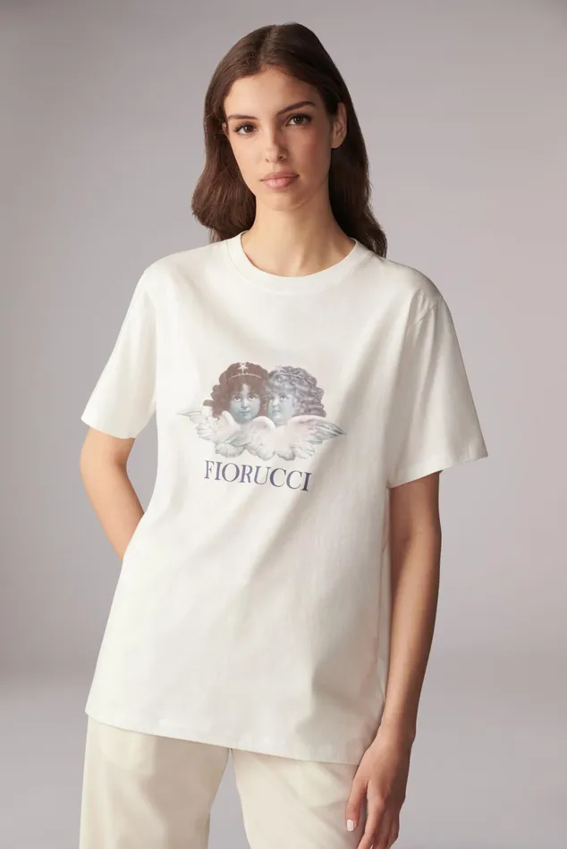 Women Fiorucci TShirts and Tops Enlarged Angels TShirt White Women Fiorucci TShirts and Tops Enlarged Angels TShirt White