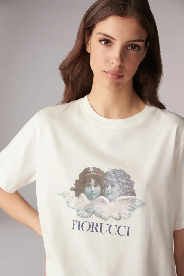 Women Fiorucci TShirts and Tops Enlarged Angels TShirt White Women Fiorucci TShirts and Tops Enlarged Angels TShirt White