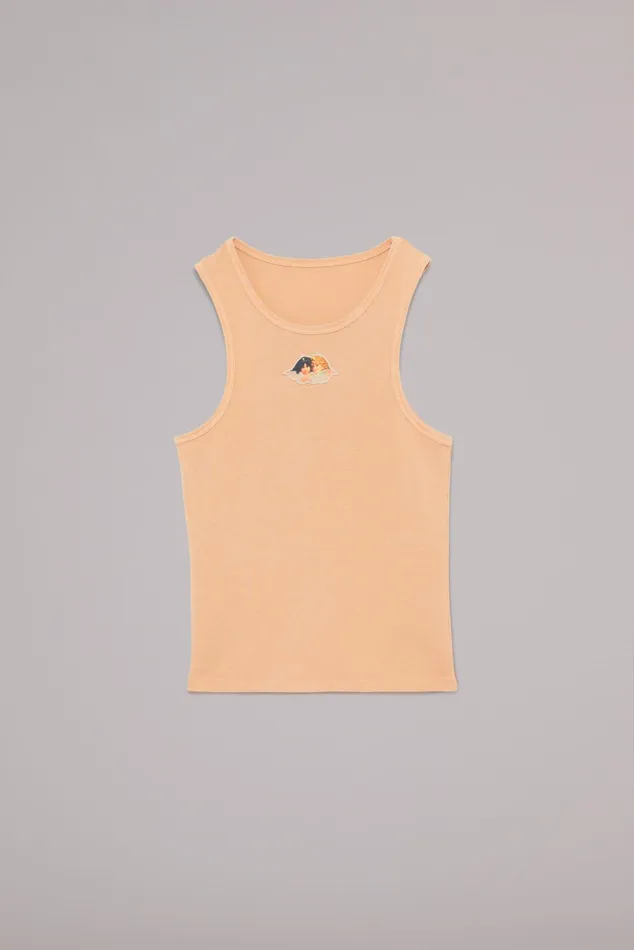 Women Fiorucci TShirts and Tops Icon Angels Vintage Wash Vest Beige Women Fiorucci TShirts and Tops Icon Angels Vintage Wash Vest Beige