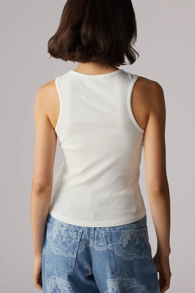 Women Fiorucci TShirts and Tops Icon Angels Vintage Wash Vest White Women Fiorucci TShirts and Tops Icon Angels Vintage Wash Vest White