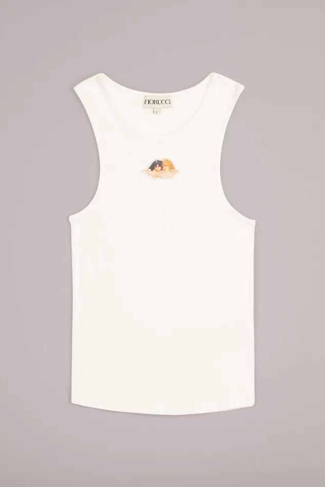 Women Fiorucci TShirts and Tops Icon Angels Vintage Wash Vest White Women Fiorucci TShirts and Tops Icon Angels Vintage Wash Vest White