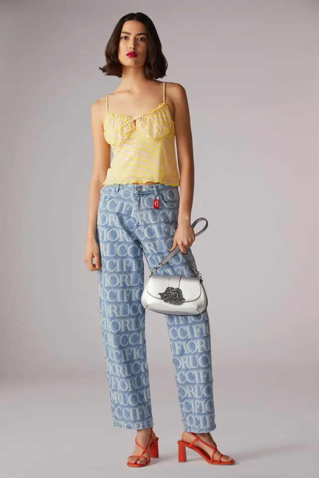 Women Fiorucci TShirts and Tops Wave Print Balconette Top Yellow