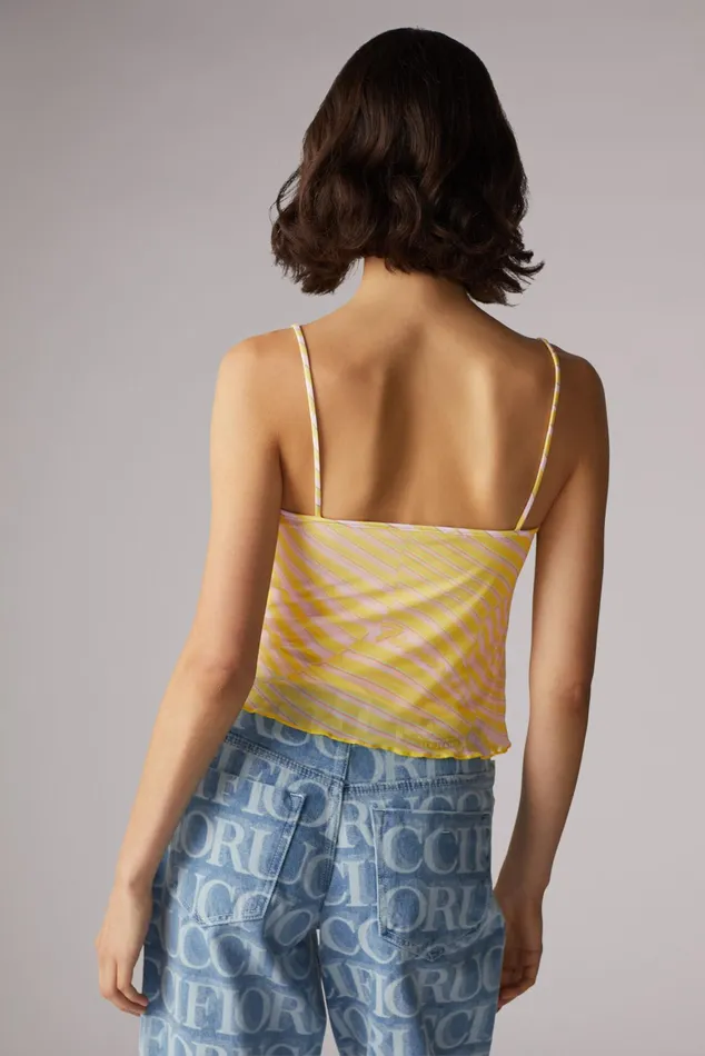Women Fiorucci TShirts and Tops Wave Print Balconette Top Yellow Women Fiorucci TShirts and Tops Wave Print Balconette Top Yellow