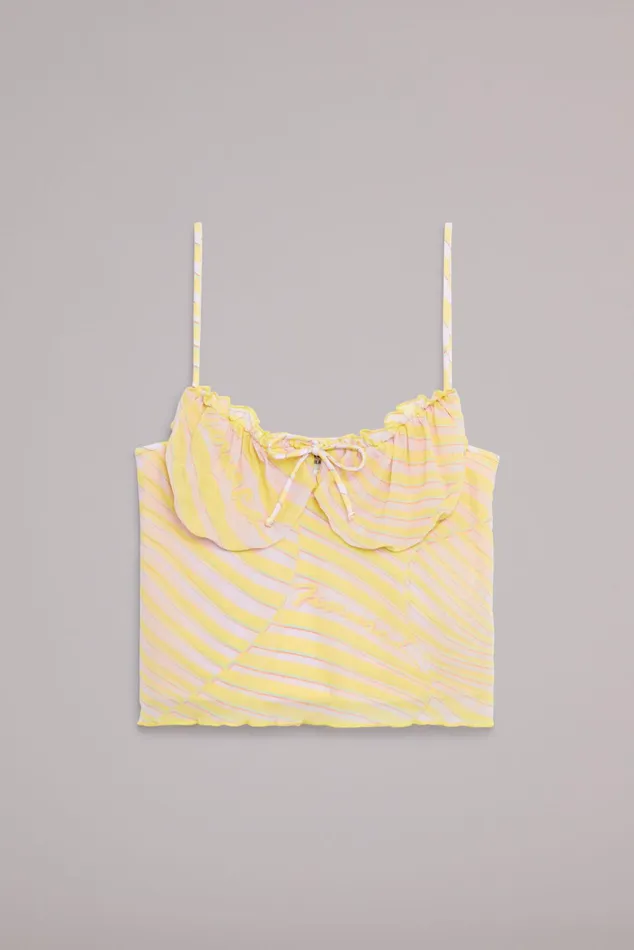 Women Fiorucci TShirts and Tops Wave Print Balconette Top Yellow Women Fiorucci TShirts and Tops Wave Print Balconette Top Yellow