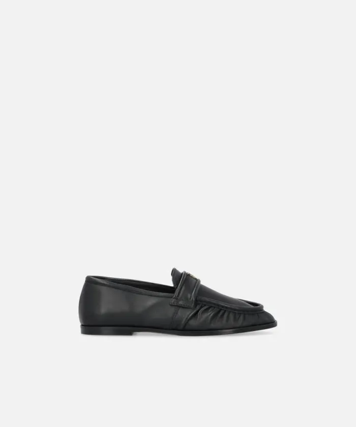 Women Flats Pinko Nappa Leather Moccasins With Logo Limo Black