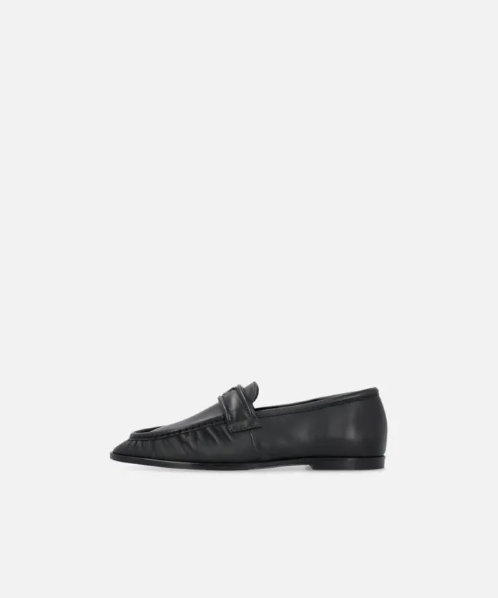 Women Flats Pinko Nappa Leather Moccasins With Logo Limo Black Women Flats Pinko Nappa Leather Moccasins With Logo Limo Black