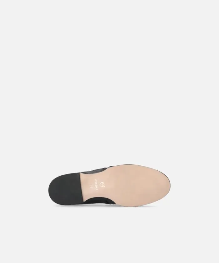 Women Flats Pinko Nappa Leather Moccasins With Logo Limo Black Women Flats Pinko Nappa Leather Moccasins With Logo Limo Black