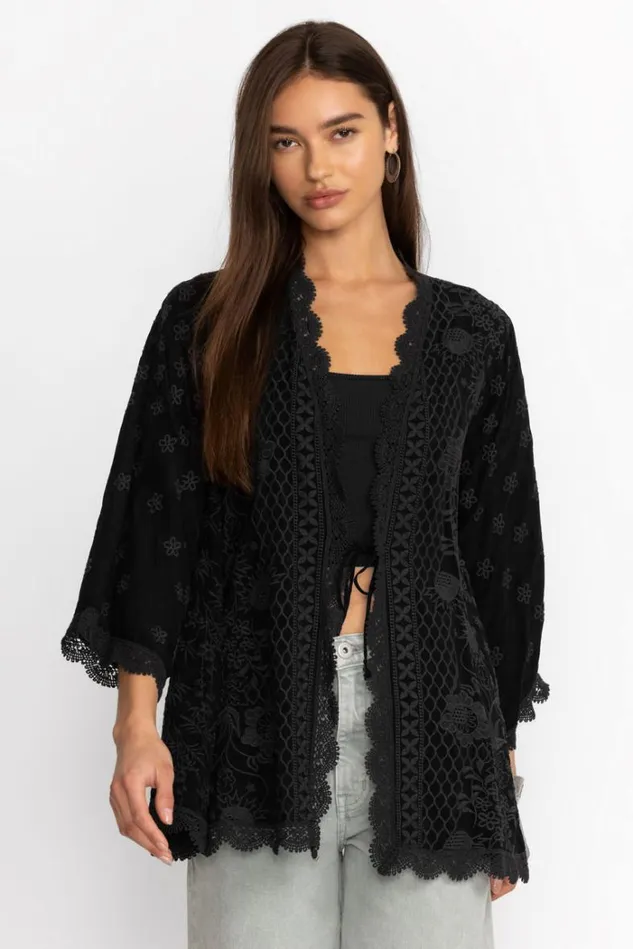 Women FLEUR DU JOUR KIMONO Black Johnny Was Kimonos Women FLEUR DU JOUR KIMONO Black Johnny Was Kimonos