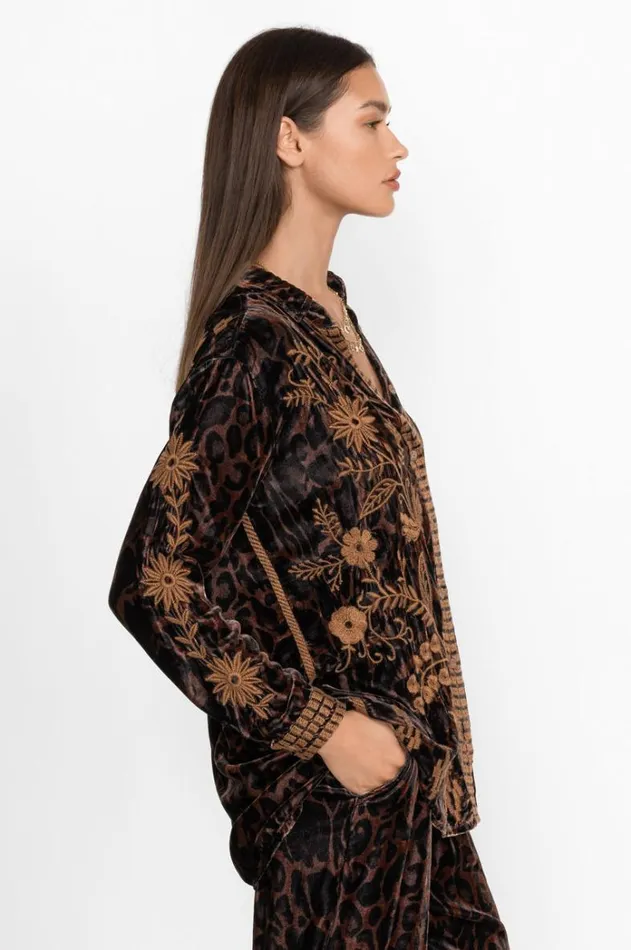 Women Georgina Velvet Oversized Shirt French Leopard Johnny Was Tops Women Georgina Velvet Oversized Shirt French Leopard Johnny Was Tops