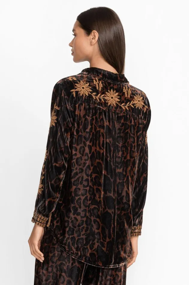 Women Georgina Velvet Oversized Shirt French Leopard Johnny Was Tops Women Georgina Velvet Oversized Shirt French Leopard Johnny Was Tops