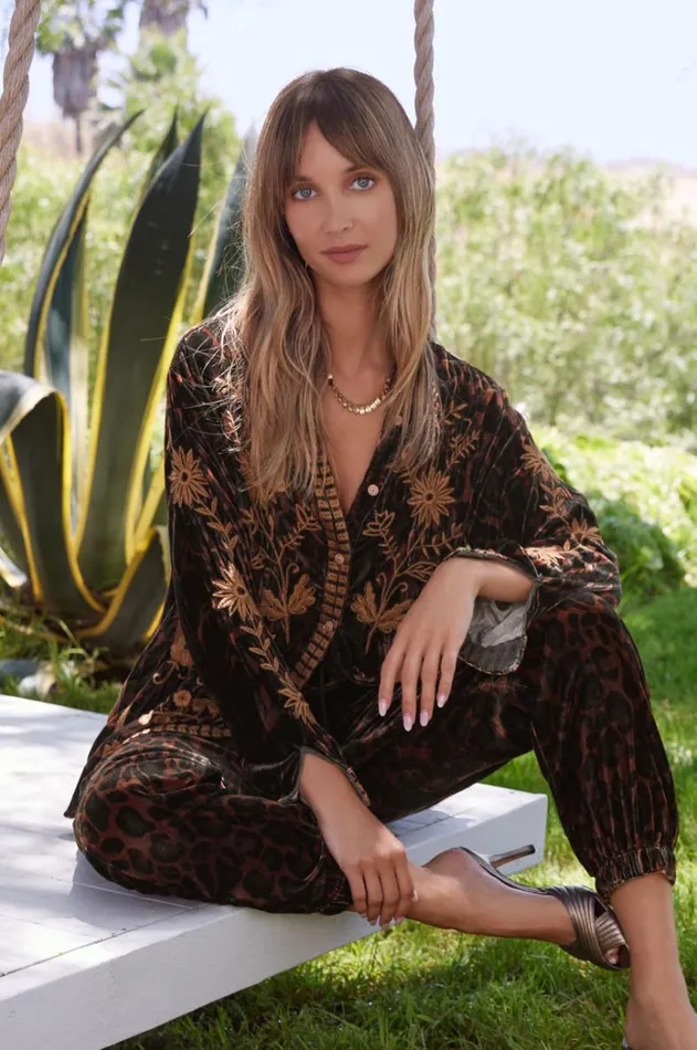 Women Georgina Velvet Oversized Shirt French Leopard Johnny Was Tops Women Georgina Velvet Oversized Shirt French Leopard Johnny Was Tops