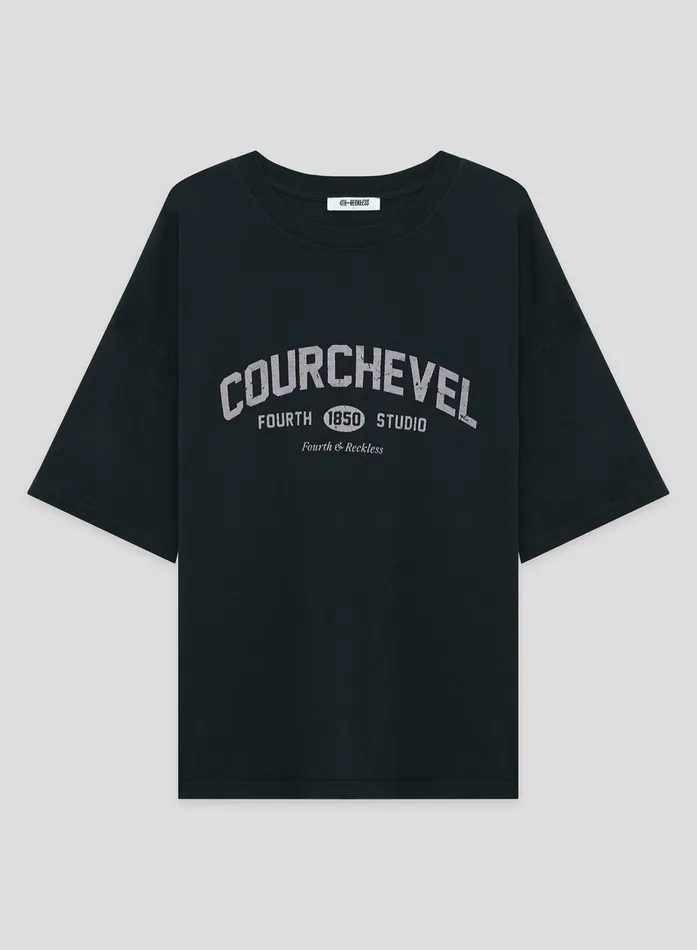 Women Grey Acid Wash Courchevel Slogan Print TShirt Adeline 4th and Reckless Athleisure