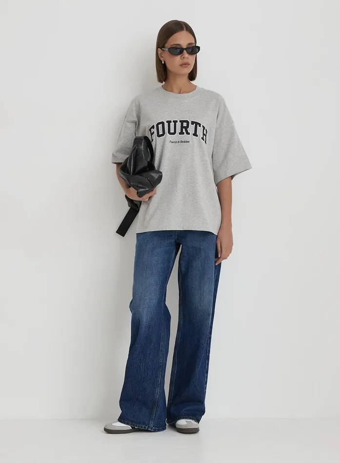 Women Grey Fourth Branded Oversized TShirt Alice 4th and Reckless Tops